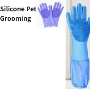 Long-Cuff Silicone Bathing & Grooming Gloves