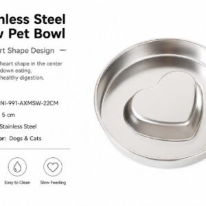Stainless Steel Heart Slow Feeder Bowl