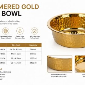 Hammered Gold Dog Bowl