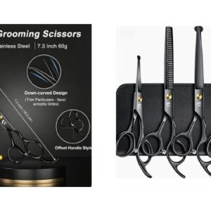 Black Curved Grooming Scissors Set